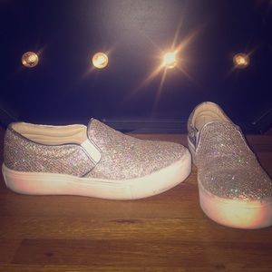 Perugia gold sparkle slip on tennis shoes