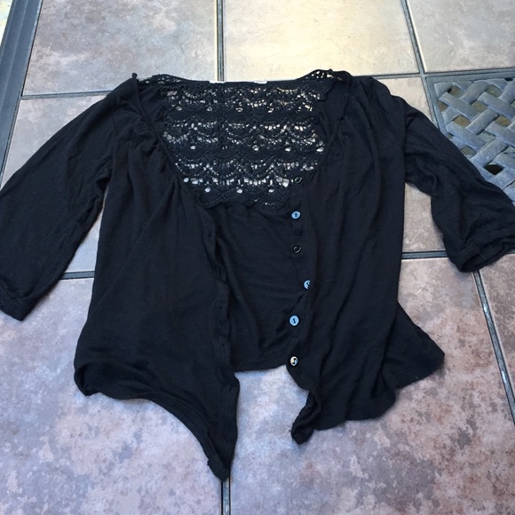 Free People Crochet Back Cardigan