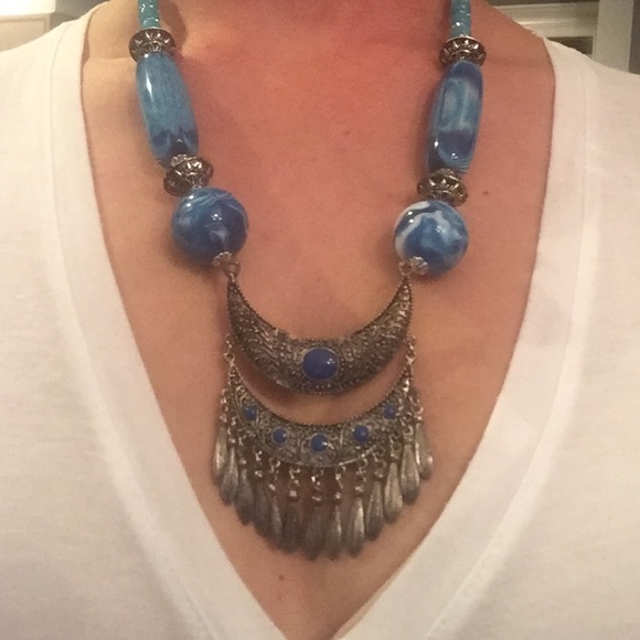 **SOLD**Blue and silver necklace