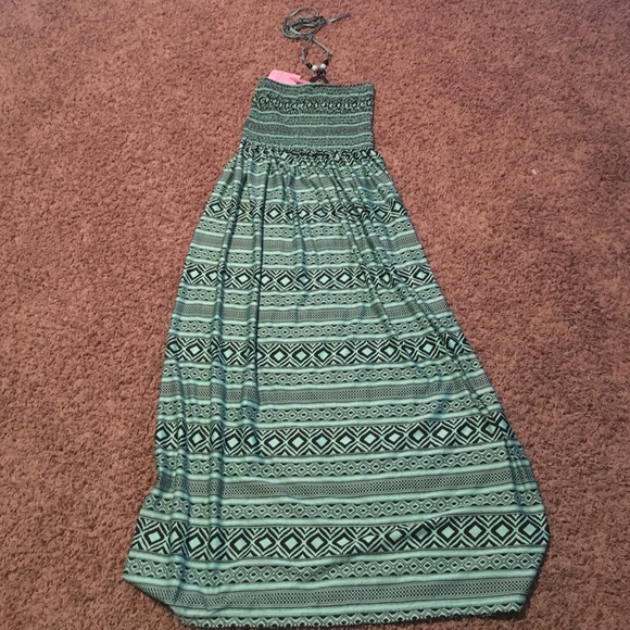 Mint/black dress w/ beaded halter