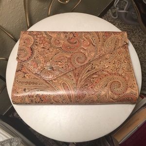Paisley printed clutch