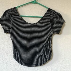Brandy Melville Black and Gray striped cropped top