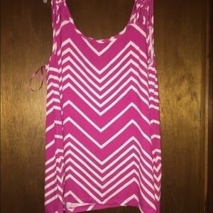 Pink & white designed tank top