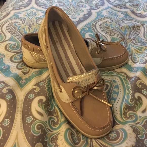 Sperry Angelfish Gold Sparkle Boat Shoes