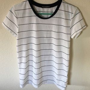 brandy melville white and navy blue striped shirt