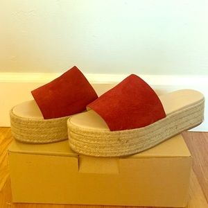 Zara suede espadrille slides