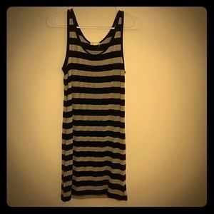 gray/black striped tank top dress