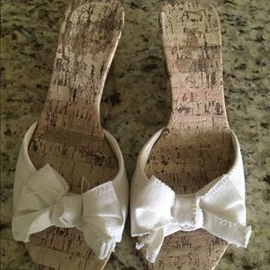 White Bow Wedges Size 8