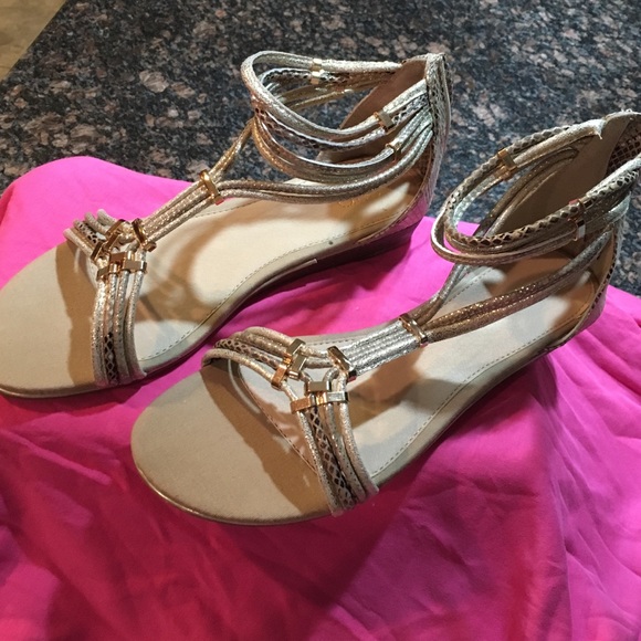 Gold Snake Skin Print Gladiator Sandals