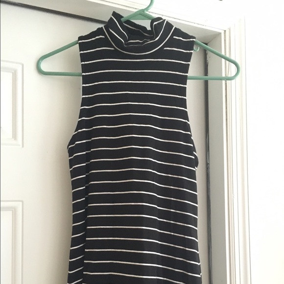 NWT Express Black White Striped Sleeveless Dress