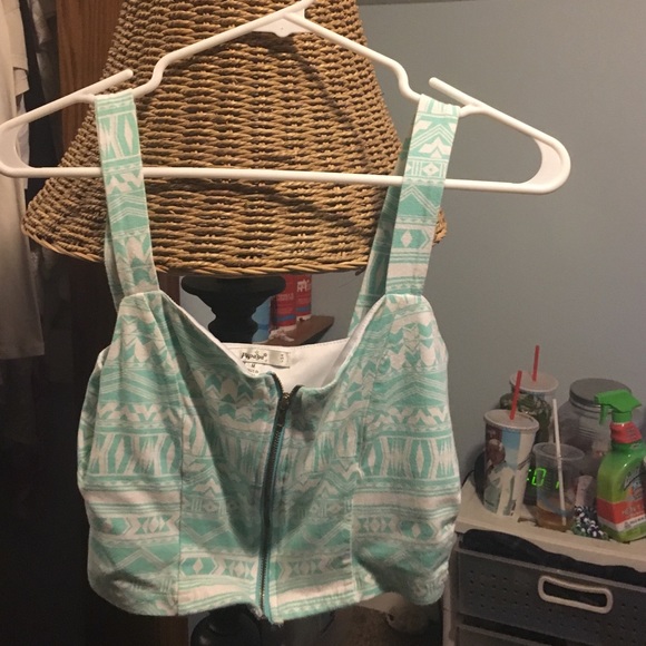 Mint tribal print crop top