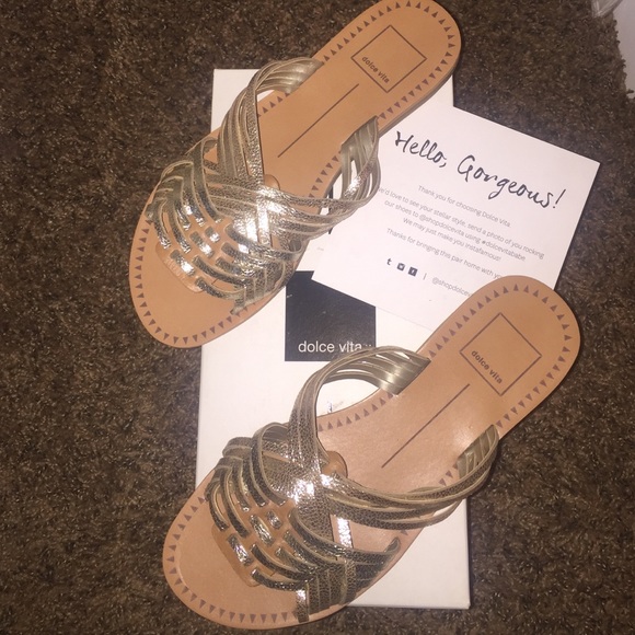 Dolce Vita JACEY light gold sandals / slide.
