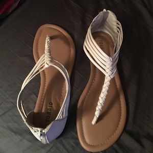 Torrid braided t strap white sandals