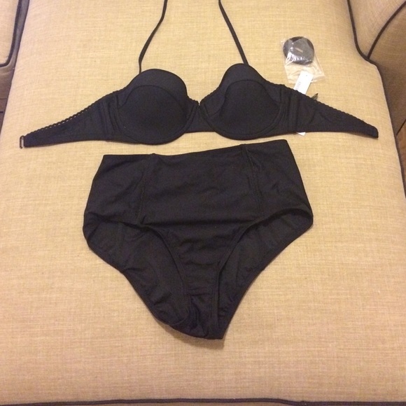 Jcrew high waist bottom and bra sz 34D bikini top
