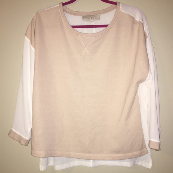 Loft pale pink and sheer oversized sweater