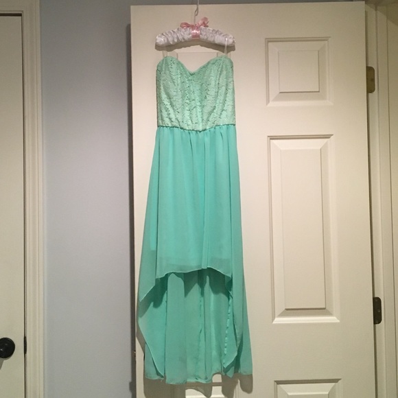 High-Low strapless dress