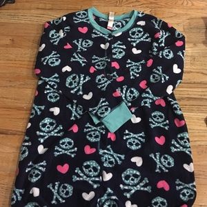 Skull Fleece Onesie Pajamas with Feet