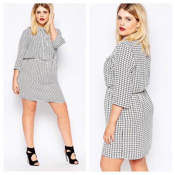 ASOS Dresses & Skirts - Boohoo Plus Checked Waisted Shirt Dress