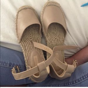 faux leather espadrilles, NEVER WORN size 8