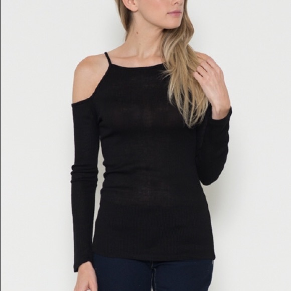 Cold Shoulder Rib Top - Picture 1 of 4