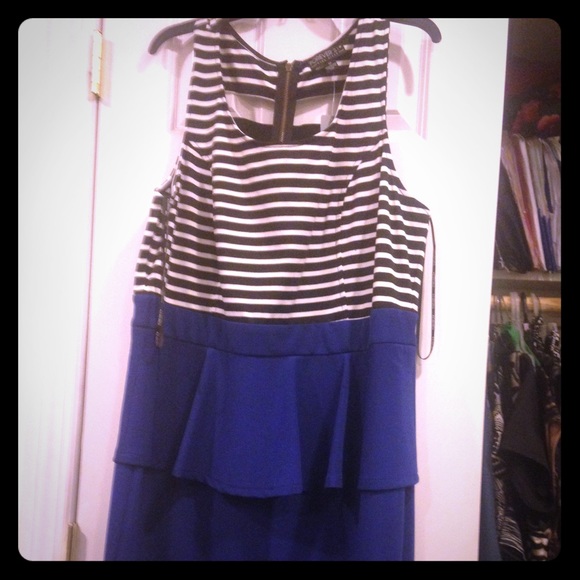Black and whit and blue dress