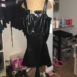 Black faux leather dress
