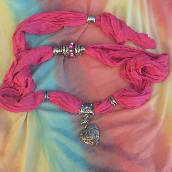 Pink scarf with statement beading