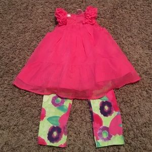 Pink flower matching set