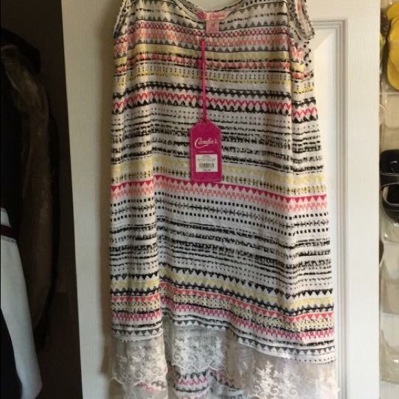 Candies tank with lace detail on the bottom