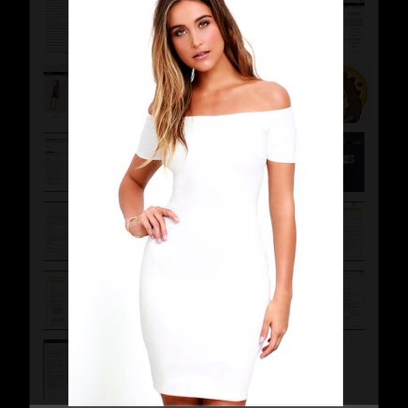 BRAND NEW LuLu's White Bodycon Off Shoulder Dress