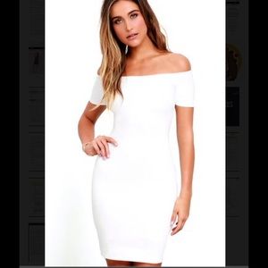 BRAND NEW LuLu's White Bodycon Off Shoulder Dress