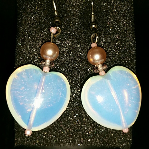 Clear white Heart earrings