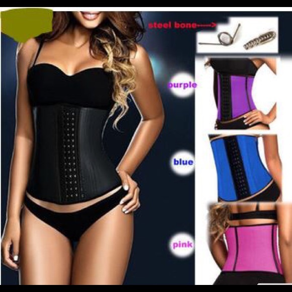 Black latex Waist Training Cincher 9 Steel Boned - Picture 2 of 5