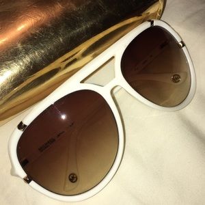 Michael Kors White Jemma 60mm Aviator Sunglasses