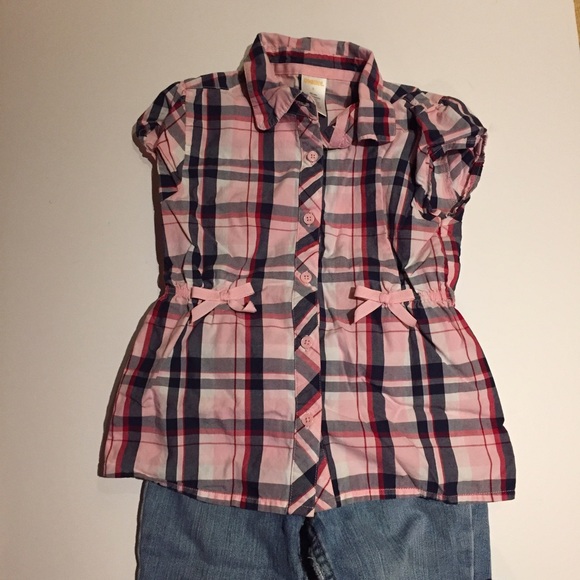 Gymboree cute pink plaid button top