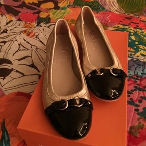 AGL gold/black flats (worn once)