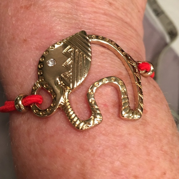 Jewelry - ALABAMA FANS Elephant Bracelet gold & red band