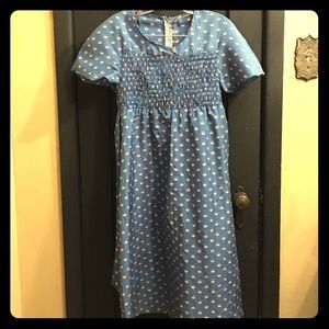 Rusched polka dot print dress