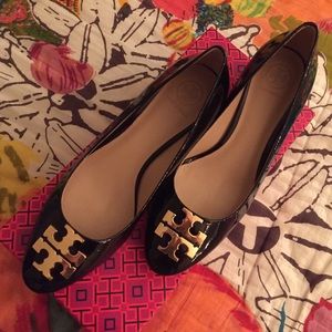 Tory Burch black patent pumps