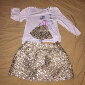 Gold two piece skirt with shirt