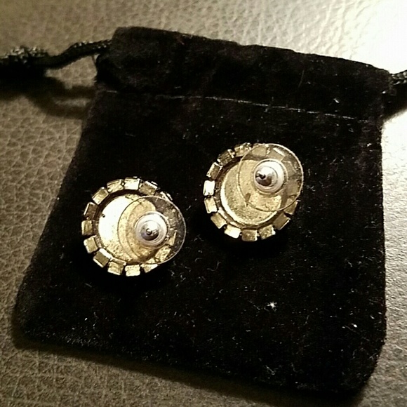 Navy halo pierced earrings - Picture 2 of 2