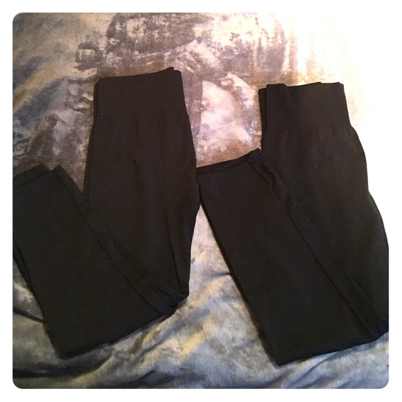 2 pairs of black fleece leggings plus size - Picture 1 of 2