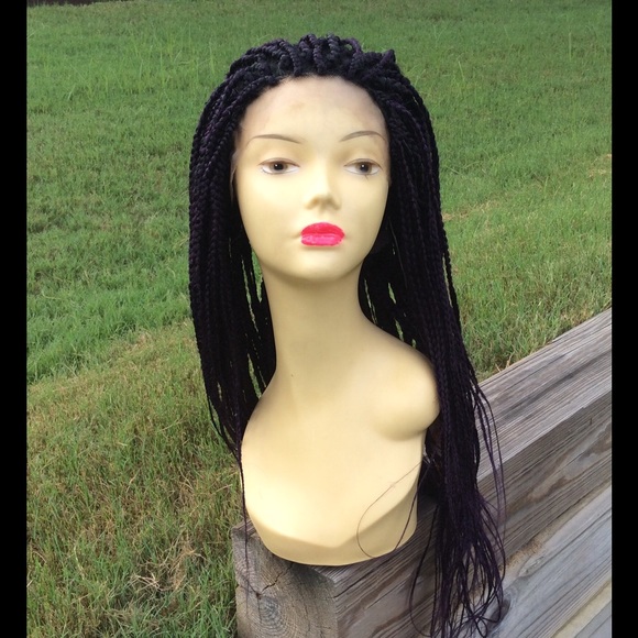 Custom made braided lace front wig color purple/1b