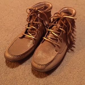 Sperry gold fringe ankle boots