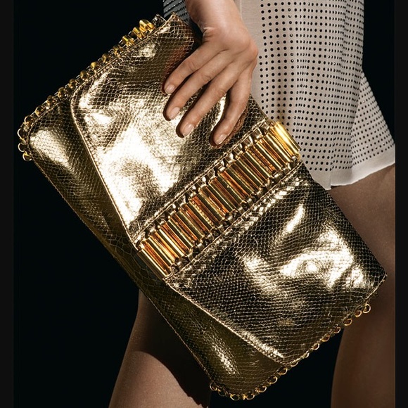 Ted Baker Snakeskin Python Metallic Gold Clutch