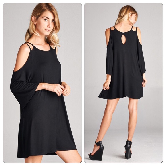 Chic New Cold Shoulder Tunic Dress - Picture 2 of 2