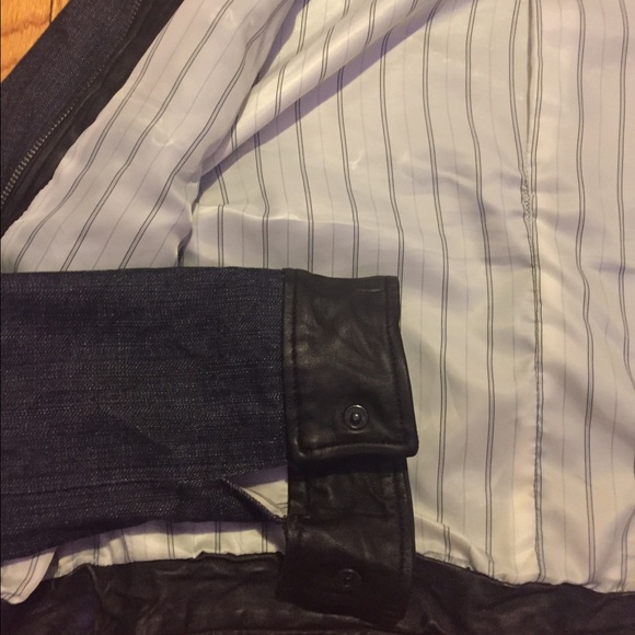 AUTHENTIC Gryphon Leather and Denim Jacket - Picture 4 of 4