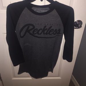 3/4 sleeve Young and reckless graphic tee