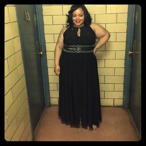 R&M Richards beautiful black beaded gown