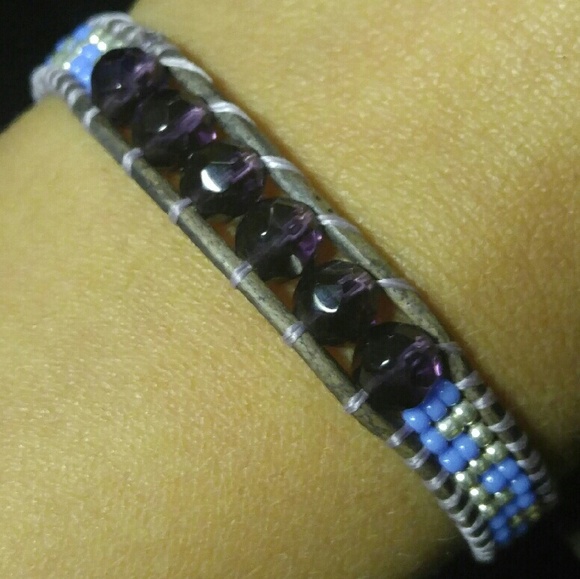 Beaded Leather Wrap Bracelet - Picture 1 of 3